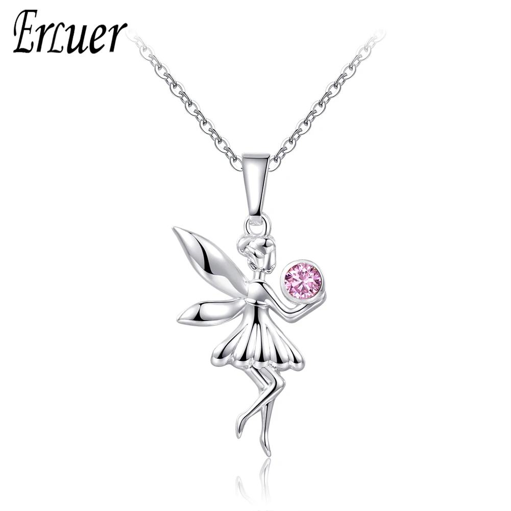

ERLUER necklace for women Glamour crystal Angel Jewelry Girls Fashion Zircon engagement Necklace Wedding jewellery accessories