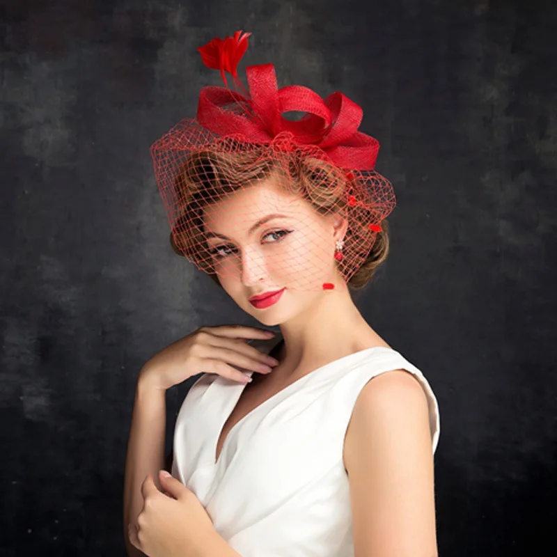 Корейская мода кружева льняная шляпа красная шляпа невесты ювелирные изделия шляпа головной убор цветок
