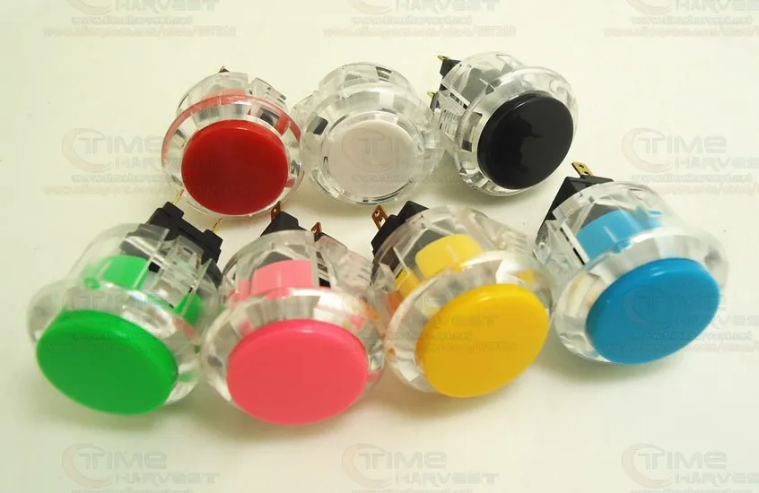 Бесплатная доставка 10 шт. 24 мм двойной цвет блокировки Круглый кнопочный высокая имитация Sanwa прозрачный кнопку края аркадная игра машина