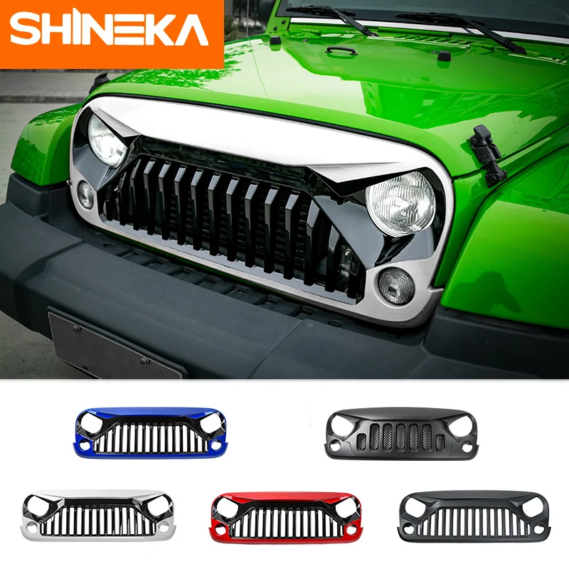 

SHINEKA Racing Grills Black White Red Blue Grille Grills Inserts for Jeep Wrangler JK 2007-2017 Car Accessories