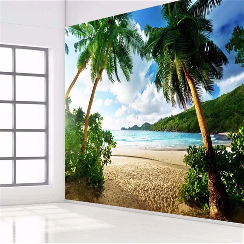 papel de parede 3D photo wallpaper wall paper Sea palm beach island Travel TV sofa backdrop bedroom large wall mural wall paper