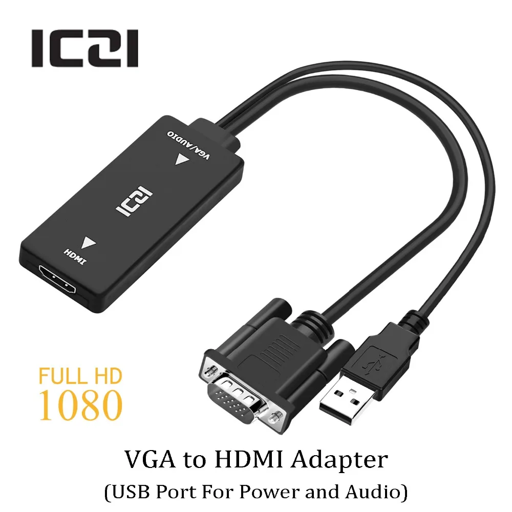 

ICZI VGA to HDMI Converter Adapter 1080P HD with Audio VGA HDMI AV Video Cable Converter Adapter for PC Laptop to Monitor TV