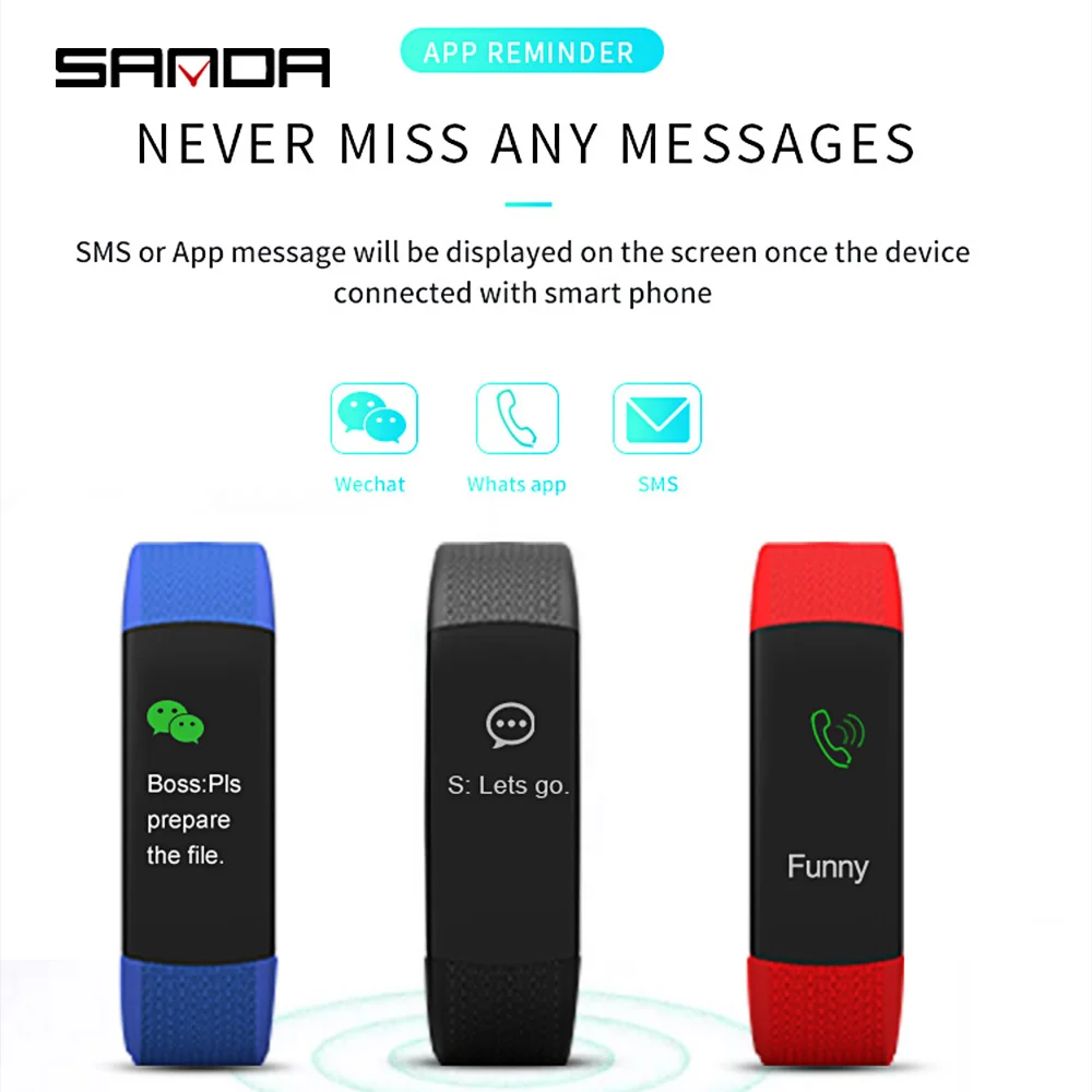 SANDA Смарт часы для женщин фитнес браслет с Bluetooth мужчин сердечного ритма кровяное