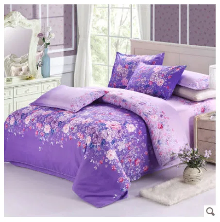 beautiful cotton floral wonderland purple bedding sets king queen lavender twin sheets