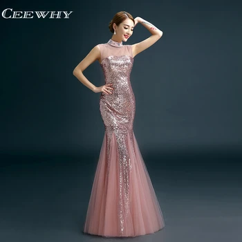 

CEEWHY Vintage Evening Dresses Sequinated Long Prom Party Formal Dress Elegant Evening Gown Mermaid Dress Robe De Soiree