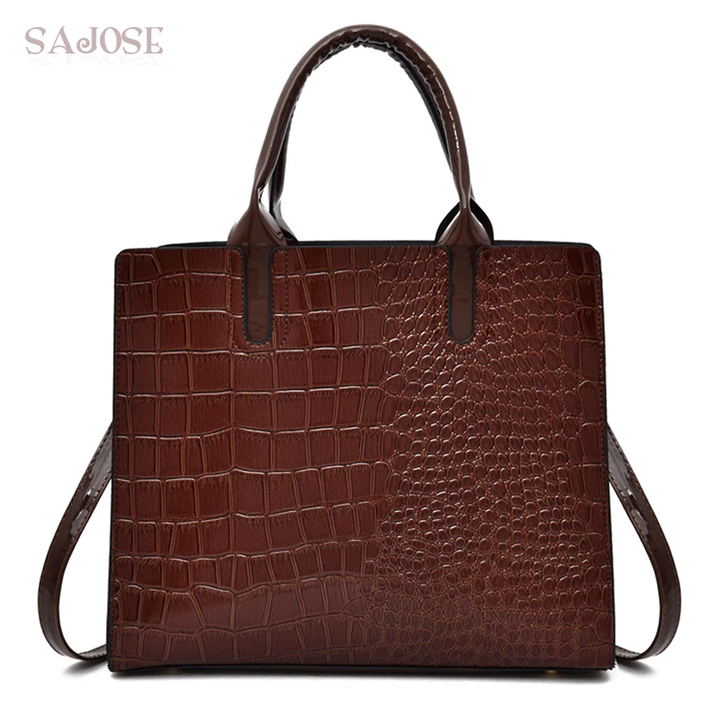 العلامة التجارية الشهيرة مستحضرات تجميل أزياء المرأة حقيبة يد جلد التمساح نمط الأعلى مقبض حقيبة عالية الجودة الكتف حقيبة ساعي لسيدة