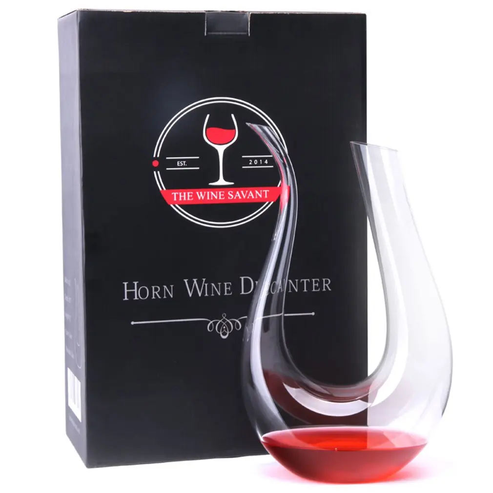 

Crystal Clear Glass U-Shaped Horn Wine Decanter Red Wine Pourer Container