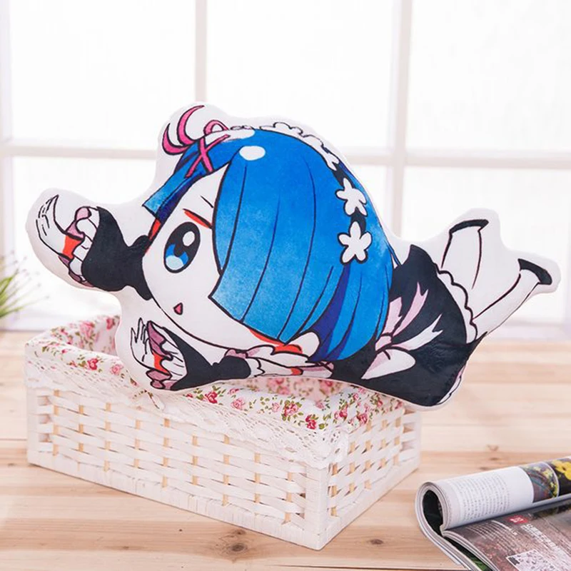 

Anime Re:Life in a Different World From Zero Double-Sided Rem Ram Pillow Cute Plush Cushion Throwing Pillowcase Dolls Kids Gift