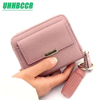 

UHHBCCR 100% Leather Women's Purse Zipper Coin Pocket Wallet Card Holder Female Money Bag Small carteira feminina N3276