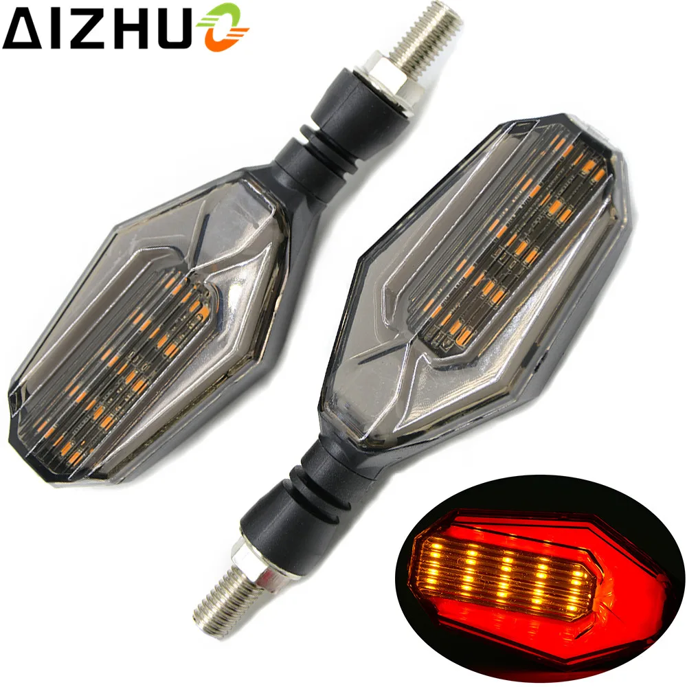 Motorcycle Black LED Turn Signal Amber Indicator Lights 12V 2 Pcs Motorbike Blinker Lamp for Suzuki