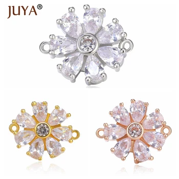 

Supplies for jewelry diy earrings findings bracelets necklaces jewellery making luxury zircon crystal flower connectors Charms
