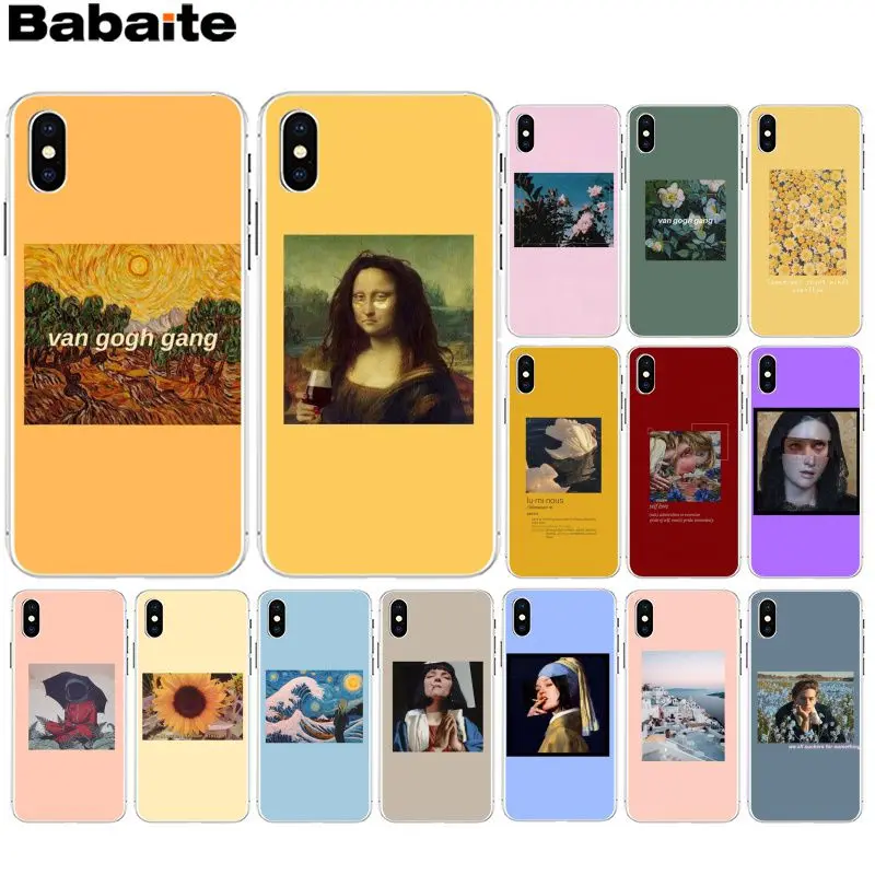 

Babaite Great art aesthetic van Gogh Mona Lisa painting David Coque Phone Case for iPhone 5 5Sx 6 7 7plus 8 8Plus X XS MAX XR