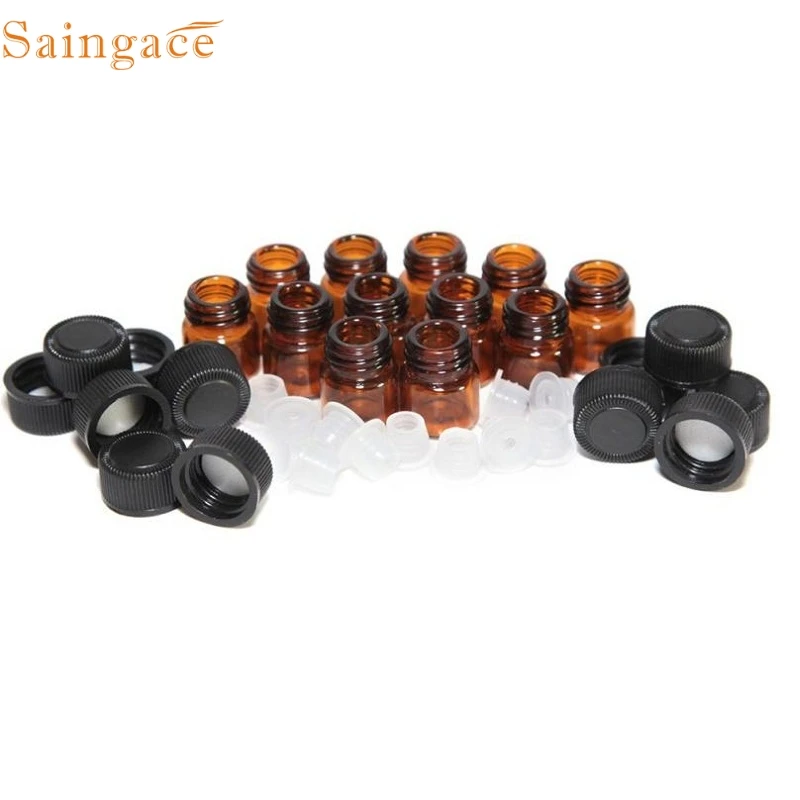 Lovely JY 14 High Quality 2017 Hot Selling 12pc 1 ml Amber Essential Oil Bottle with Orifice Reducer and cap |