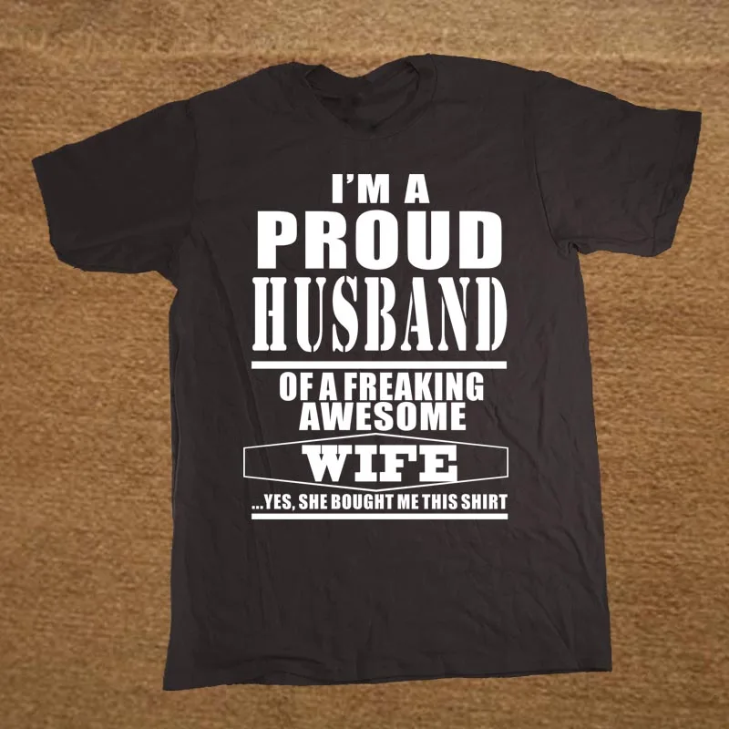 Новинка, футболка с надписью «Proud Man Of A Black Awesome Wife GIFT», Мужская забавная футболка, Мужская одежда, футболка с коротким рукавом