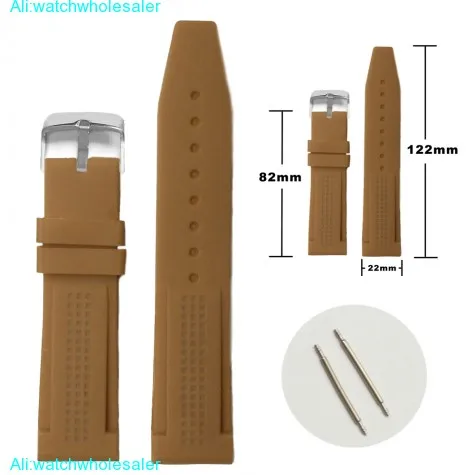 22mm Coffee Brown Silicone Jelly Rubber Ladies Men Watch Band Straps WB1075M22JB