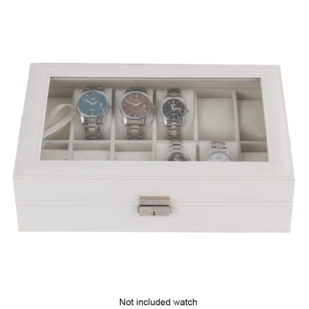 

Organizer Large Display White Storage Case Home Gifts 12 Slots Watch Box Luxury Durable Wooden Dustproof