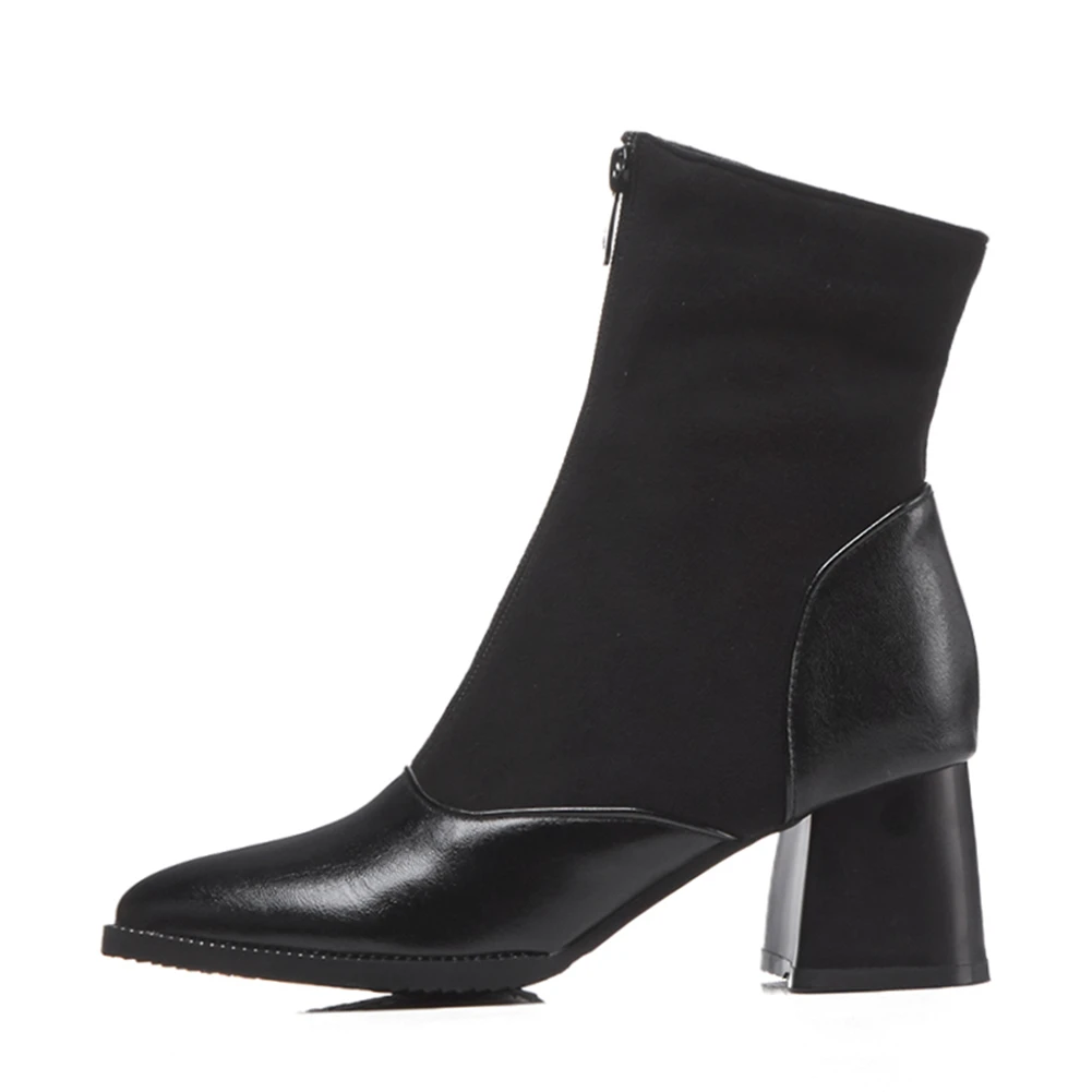 DoraTasia, Новое поступление, классические черные женские ботильоны разноцветные женские ботинки на высоком квадратном каблуке 6 см Женская обувь размера плюс 32-48