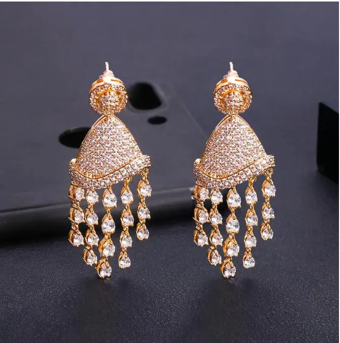 

Fashion micro Pave setting Drop dangle earring,cubic zirconia fashion best quality tassel earrings for women jewelry