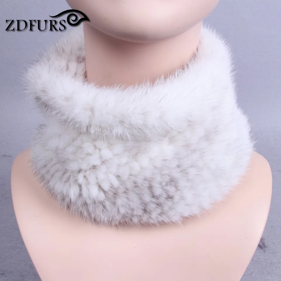 ZDFURS* зимний вязанный натуральная шерсть повязка на голову, зимние шарфы, женские новые теплые одноцветные шапки, шапки бини, женские из натурального меха норки - Цвет: cross mink