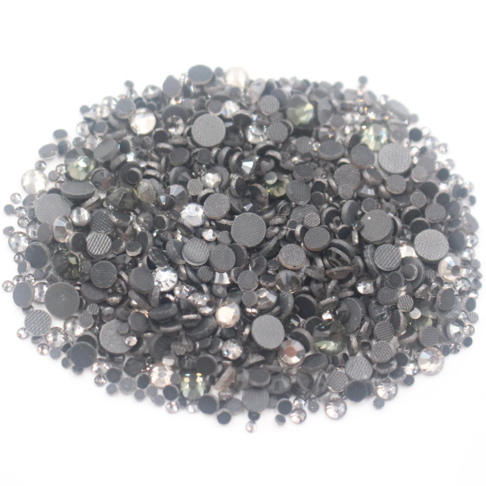 Hot Mix size hotfix rhinestones 2500pcs black dia shine rhinestone glue