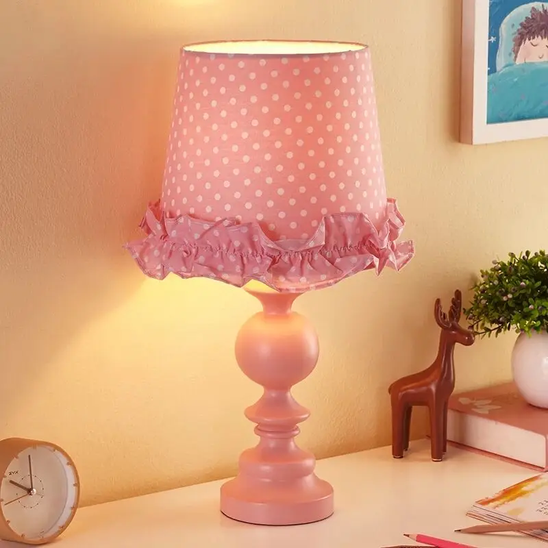 

Lovely Romantic Princess Pink Resin Fabric E27 Table Lamp for Bedroom Girl's Room Gifts Bedside H 45cm