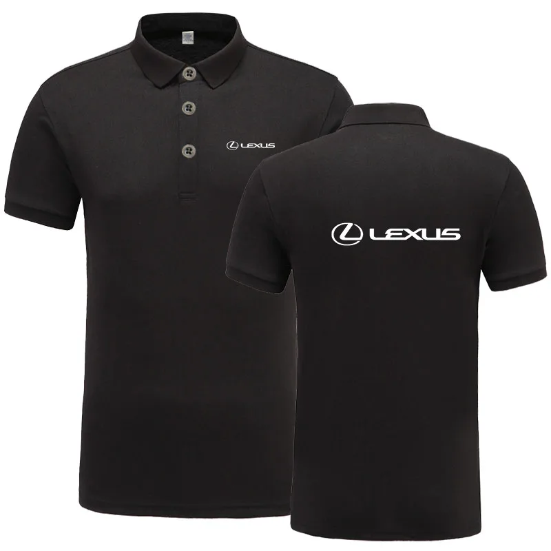 Новое поступление брендовая одежда Мужская тенниска с логотипом повседневная мужская Lexus рубашка поло короткий рукав рубашка поло - Цвет: Черный