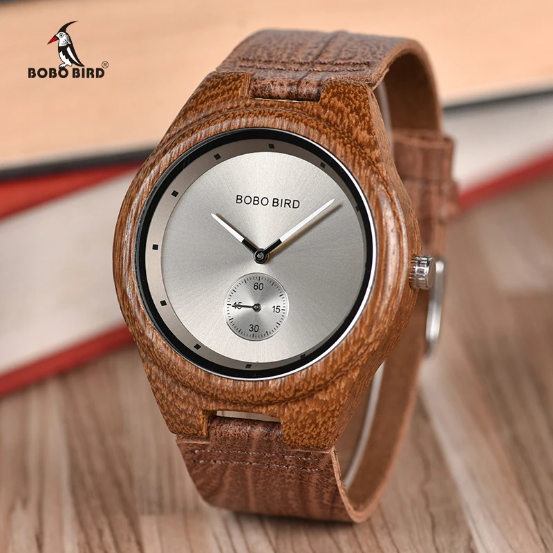BOBO BIRD Wooden Watches Men Women Timepieces Luxury Leather Strap Quartz Watch in Wooden Box relogio masculino W*Q24