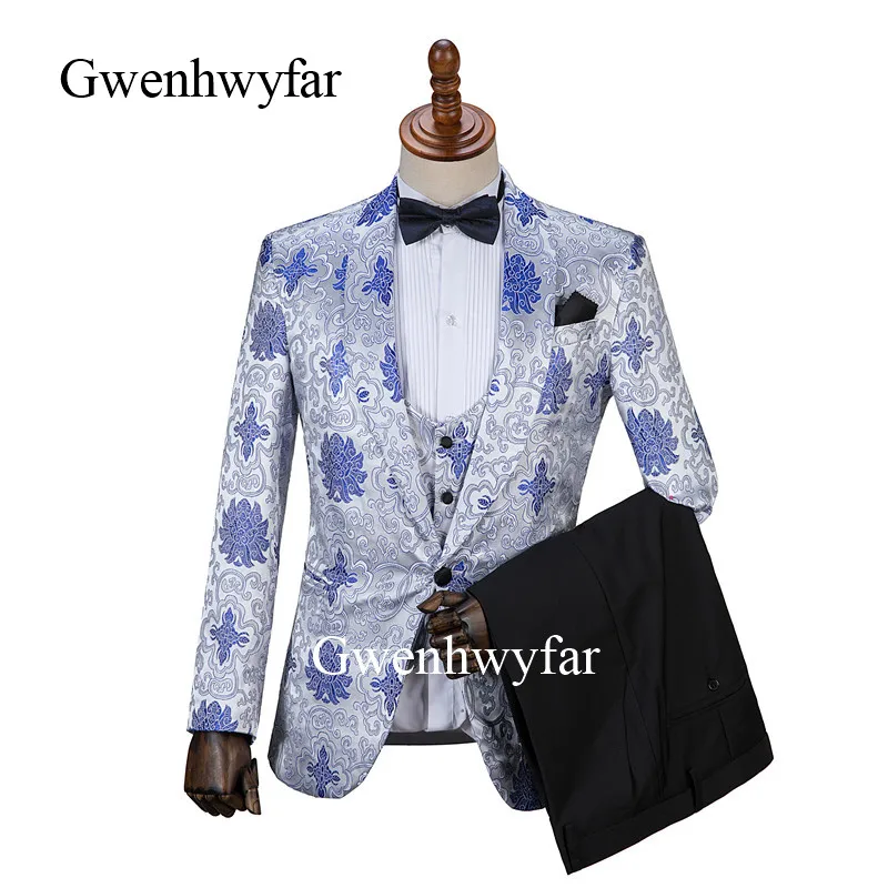 Свадебные костюмы Gwenhwyfar на заказ 2019 новый дизайн сине белый фарфоровый