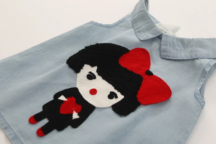 Girls Clothes 2018 Summer Casual 2-10 Years Old Kids Little Baby Cartoon Girl T Shirt+Shorts 2 Piece Lace Denim Blue Suit Set (18)