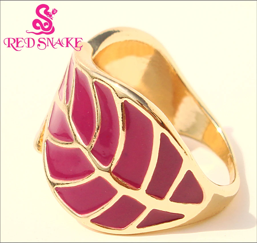 

RED SNAKE Brand Product Hot Selling Enamel Curly Surrounded Red leaves Ring