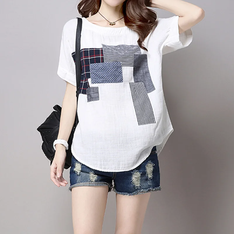 

Vintage Plus size Summer Women T-Shirt Short Sleeve T Shirts Female Loose Cotton Causal Tops Tees women's clothing ZY257