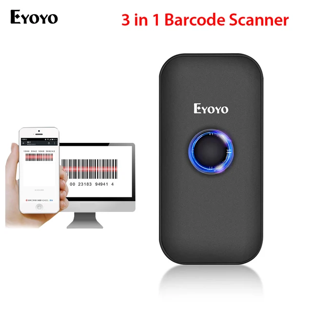 Best Offers Eyoyo CCD barcode scanner Pocket 2.4G BT Wired 3-in-1 Connection Modes Decoding Capability Mini Barcode Scanner Wireless