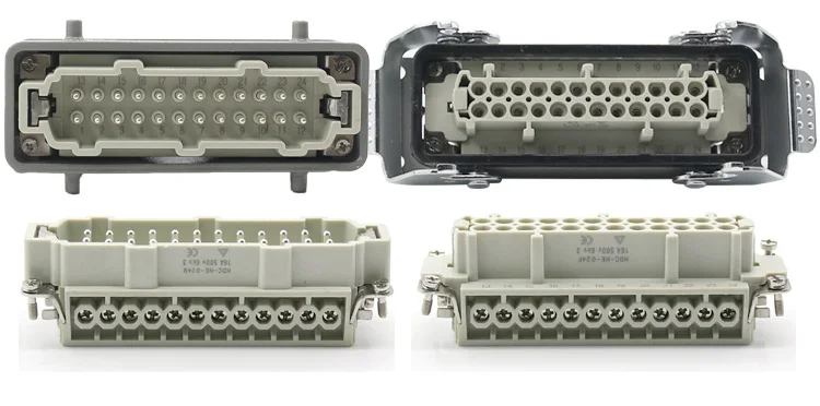 Superior e Lateral Heavy duty Conector Retangular Hdc he 4 e 6 e 10 e 16 e 20 e 24 e 32 e 48 Núcleo Plugue Aviação 16a Industrial à Prova d' Água 18 Conector resistente retangular hdc he 46101620243248 núcleo
