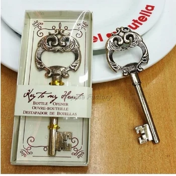 

200pcs Antique Gold Key to My Heart Bottle Opener Vintage Key Beer Bottle Can Openers Wedding Party Gifts Favors Free Shipping