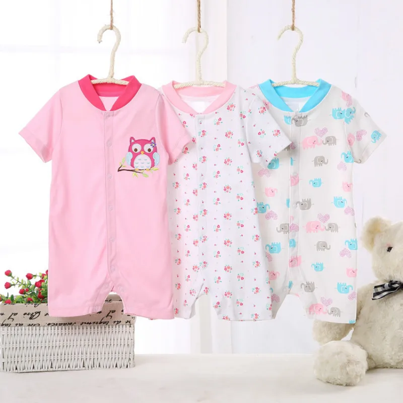 

Baby Romper 3 Pieces Baby Summer One-piece Pure Cotton Short Sleeve Baby Girls Jumpsuits New Born Baby Boys Overall 3-12M Kids