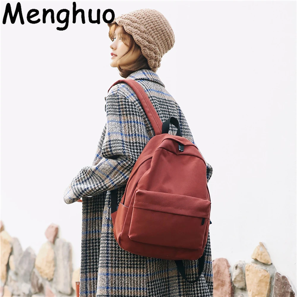 Goede Menghuo Vrouwen Canvas Rugzak Effen Toevallige Schooltas voor Tieners Jongens Rugzak Koreaanse Preppy Stijl Rugzak Mochilas Feminina