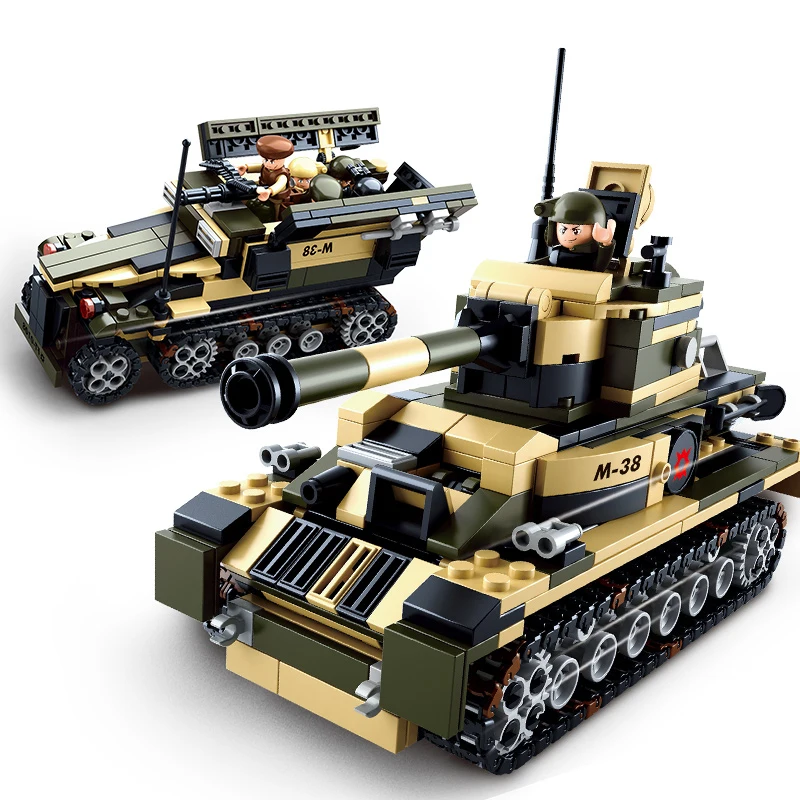 

Sluban model building kits compatible with loge city tank 8 in1 3D blocks Educational model & building toys hobbies for children