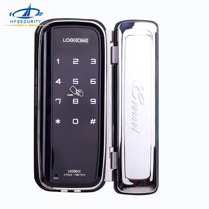 HFSECURITY Free Hole Office Single Glass Door Lock Password IC Card