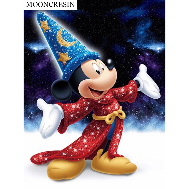 

MOONCRESIN 5D Diy Diamond Embroidery Round Diamond Mosaic Cartoon Magic Mickey Mouse Diamond Painting Cross Stitch Birthday Gift