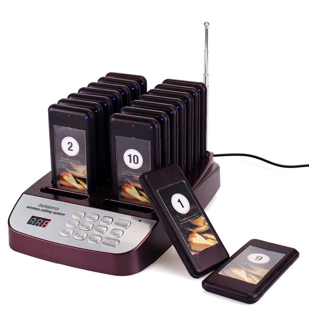 

2pcs RETEKESS T113S Restaurant Pager 433.92MHz Waiter Wireless Paging Queuing System Customer Service Restaurants Equipments
