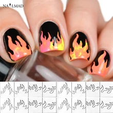1 лист огонь винил для ногтей трафарет полые наклейки огонь на маникюр наклейки-трафарет