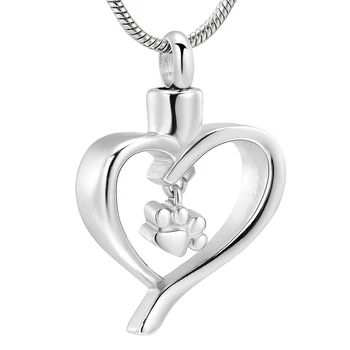 

IJD10060 Cremation Jewelry for Ashes - Paw Print in Heart Locket Keepsake Memorial Urn Gift -Pendant Necklace for Pet/Women/Men