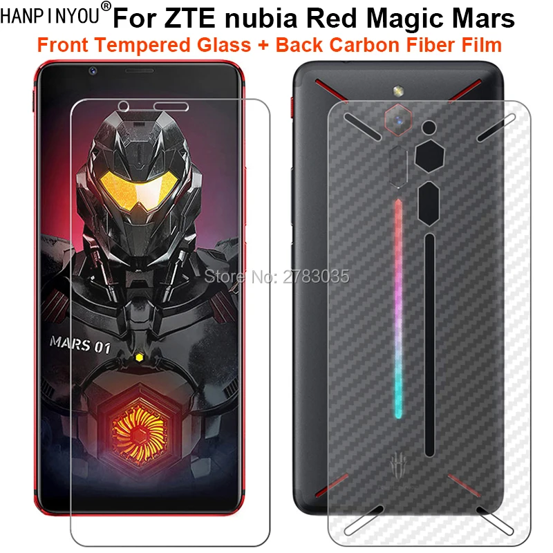 Для zte nubia Red Magic Mars 1 комплект = мягкая задняя пленка из углеродного волокна+ ультратонкая прозрачная защитная пленка для переднего экрана из закаленного стекла премиум-класса