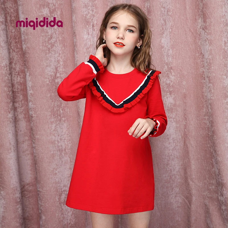 Костюм для девочек осенние платья для маленьких детей для Платье с длинными рукавами для девочек детская одежда платье принцессы вечернее платье с оборками vestidos От 1 до 12 лет