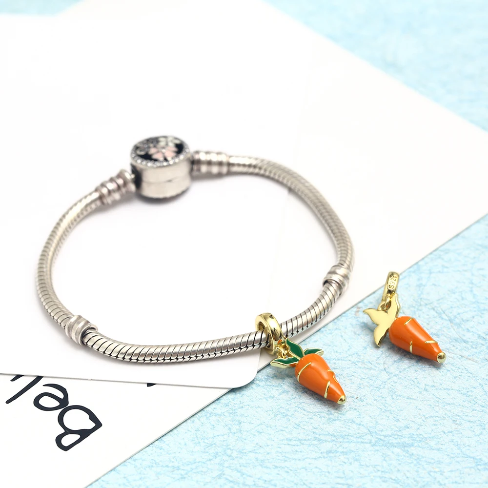 RainMarch Silver Carrot Pendant Fits Pandora Charms Bracelets Original 925 Silver Charms for Bracelets & Bangles Dropshipping (4)