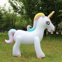 Летний открытый ниже температуры газон надувной спринклер Единорог для детей игрушки