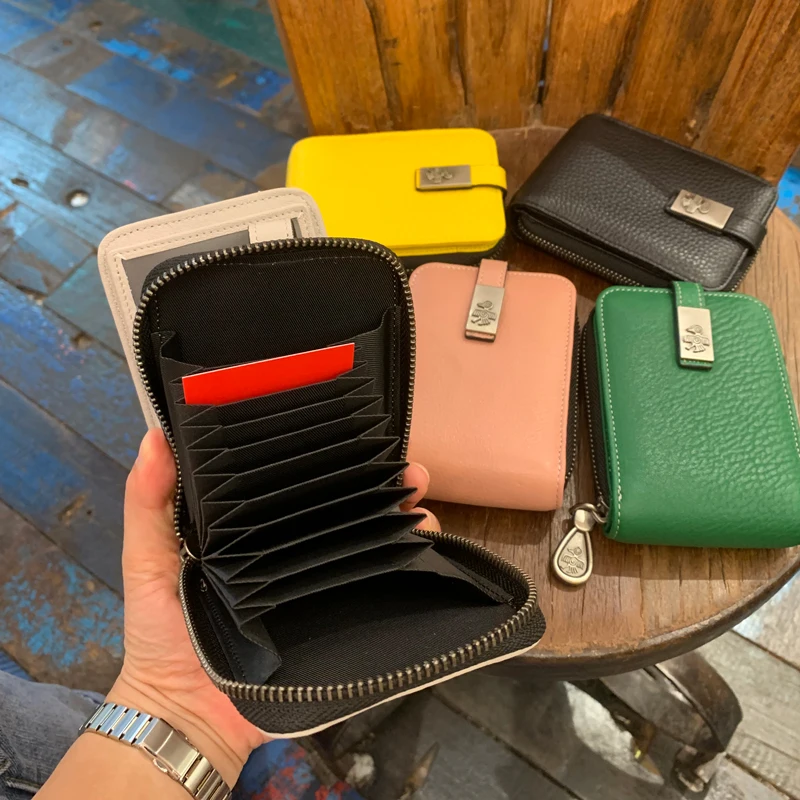 

Sunbird Multicolor Fashion ID/Credit Card Holder Women Soft Wallet with Zipper 100% Genuine Leather Femal Purse