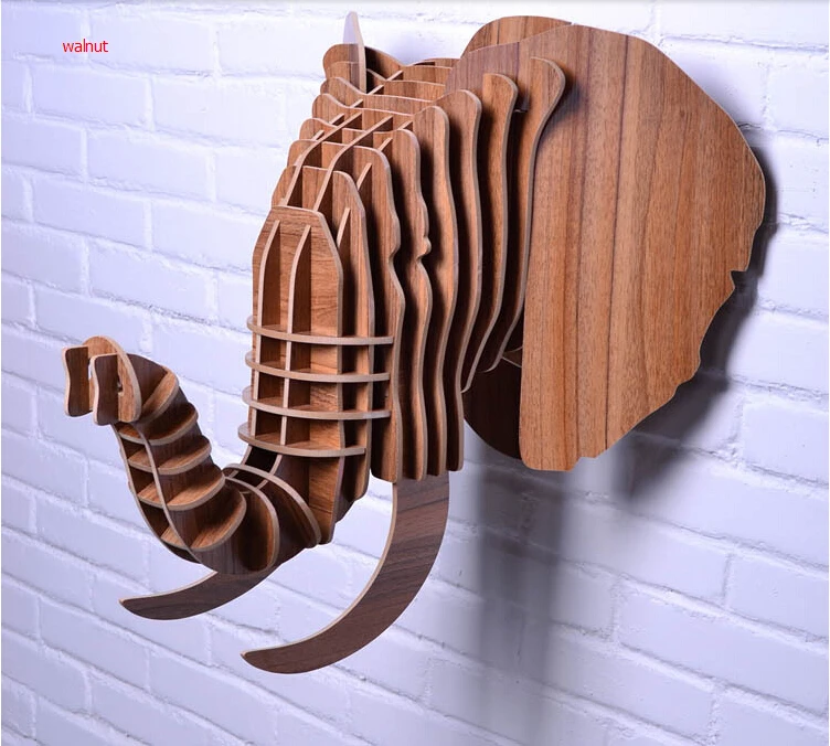DIY Wooden Elephant Head for Wall Hanging Decor Decor Wood Animal Head