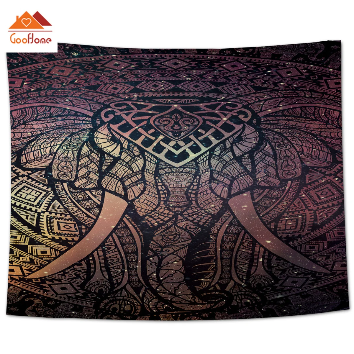 

GooHome Mandala Datura Bohemia Elephant Wall Decor Wall Decor Bedspread Tapestry Coverlet Curtain Throw Towel Sheet Scarf Window
