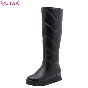 

QUTAA 2019 Snow Boots Fashion Women Shoes Round Toe Women Over The Knee High Boots All Match Women Boots Big Size 34-43